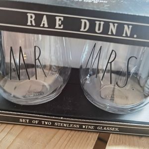 Mr and Mrs stemless glasses rae dunn